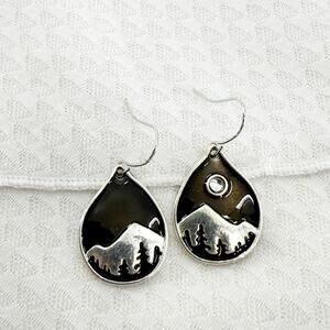 Mountain Earrings, Handmade Forest Jewelry, Rustic Winter Jewelry
